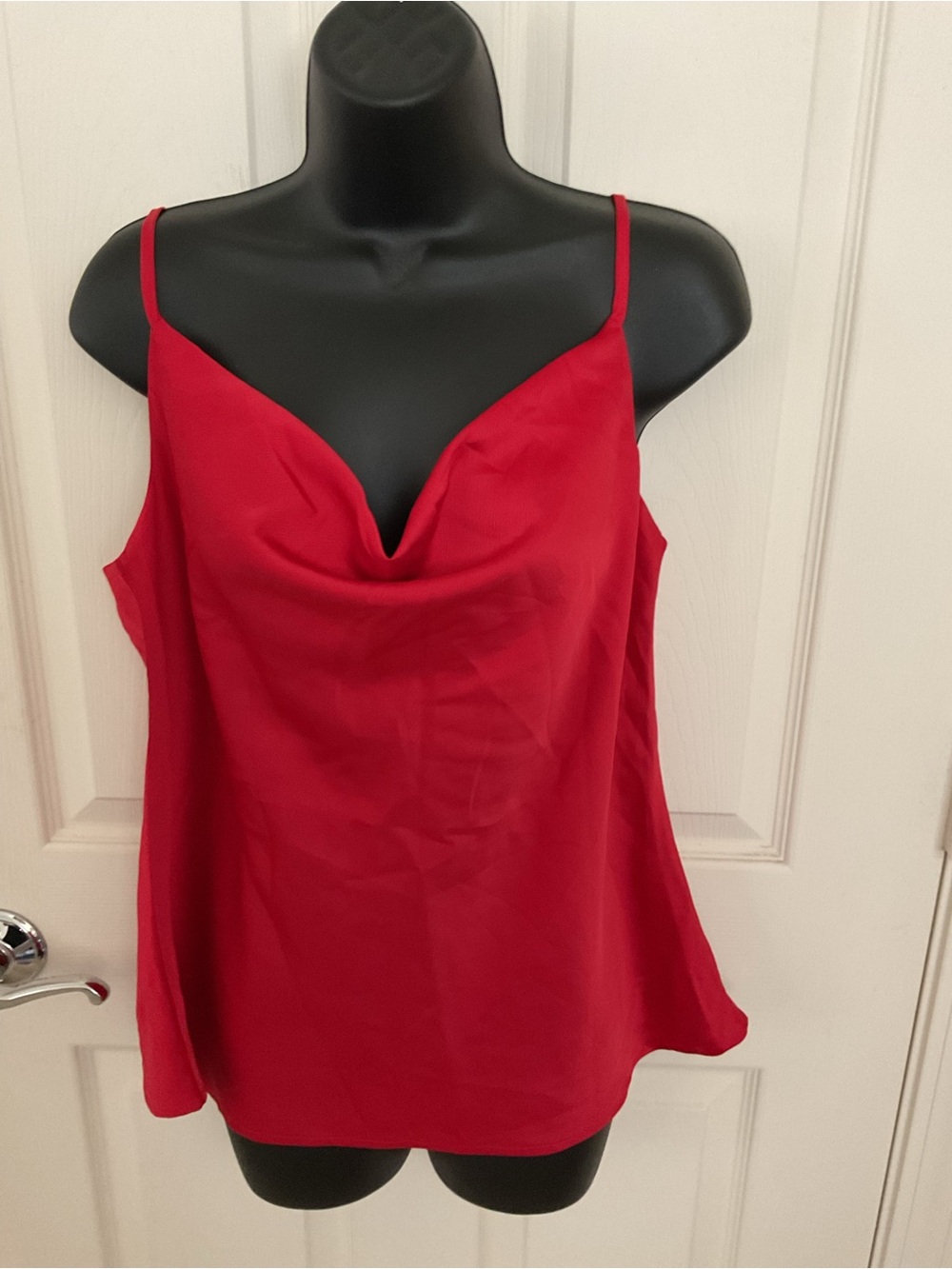 glam Red Cowl Neck Spaghetti Strap Camisole